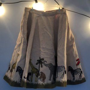 alice + olivia natural linen animals skirt